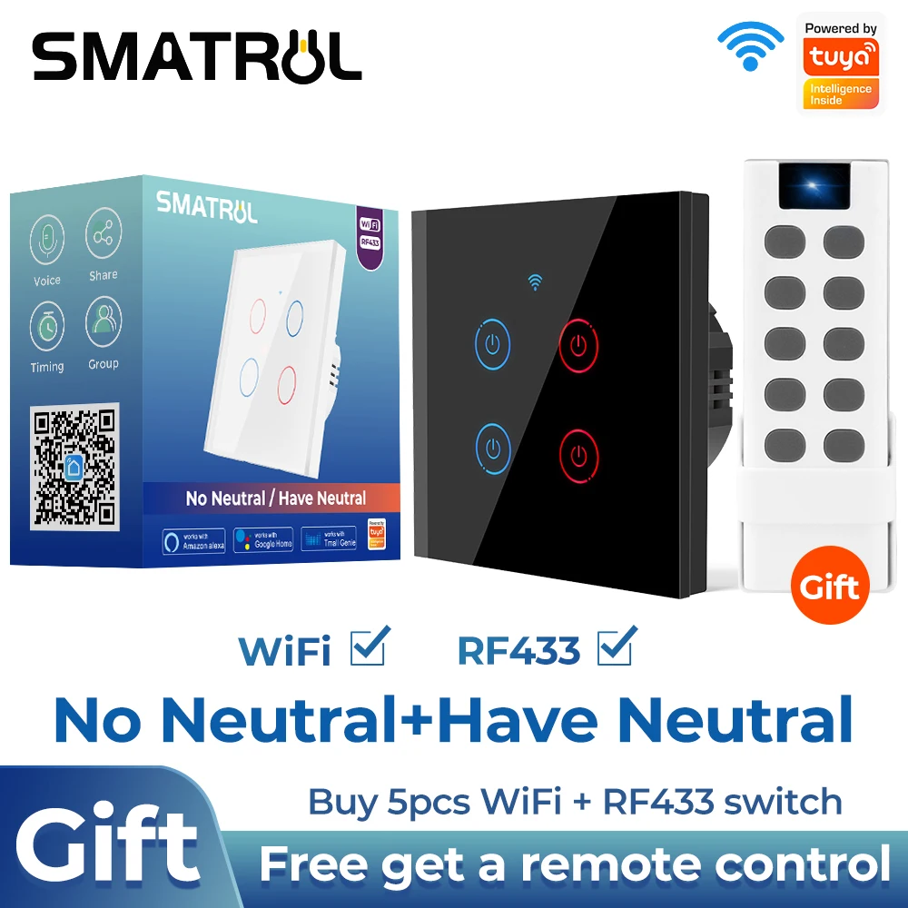 SMATRUL Interruptor WiFi Alexa Google SMATRUL Interruptor WiFi Alexa Google