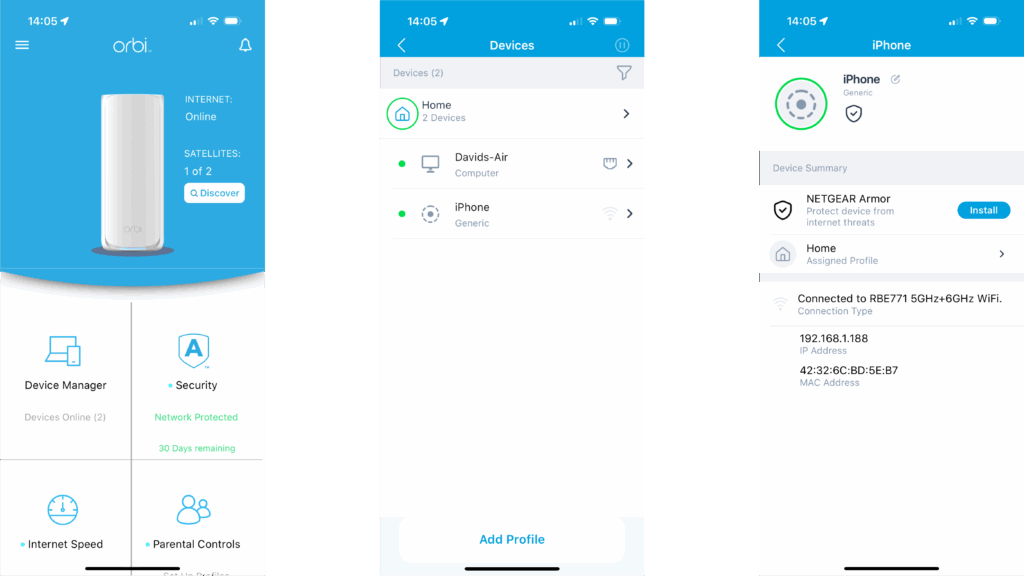 Análisis del Netgear Orbi 870 2 Netgear Orbi 870 Series app