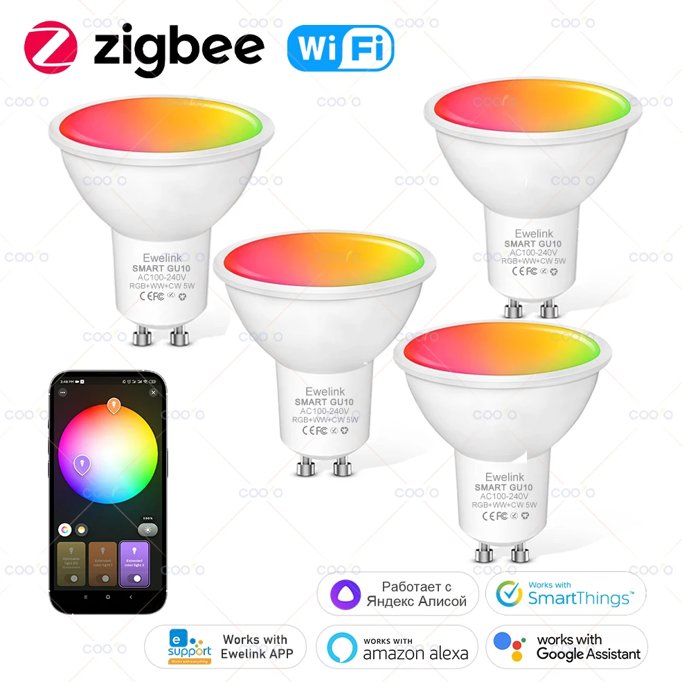 S734c253ff47744f3b73222f167df8afbK.webp Ewelink GU10 Zigbee Alexa RGB