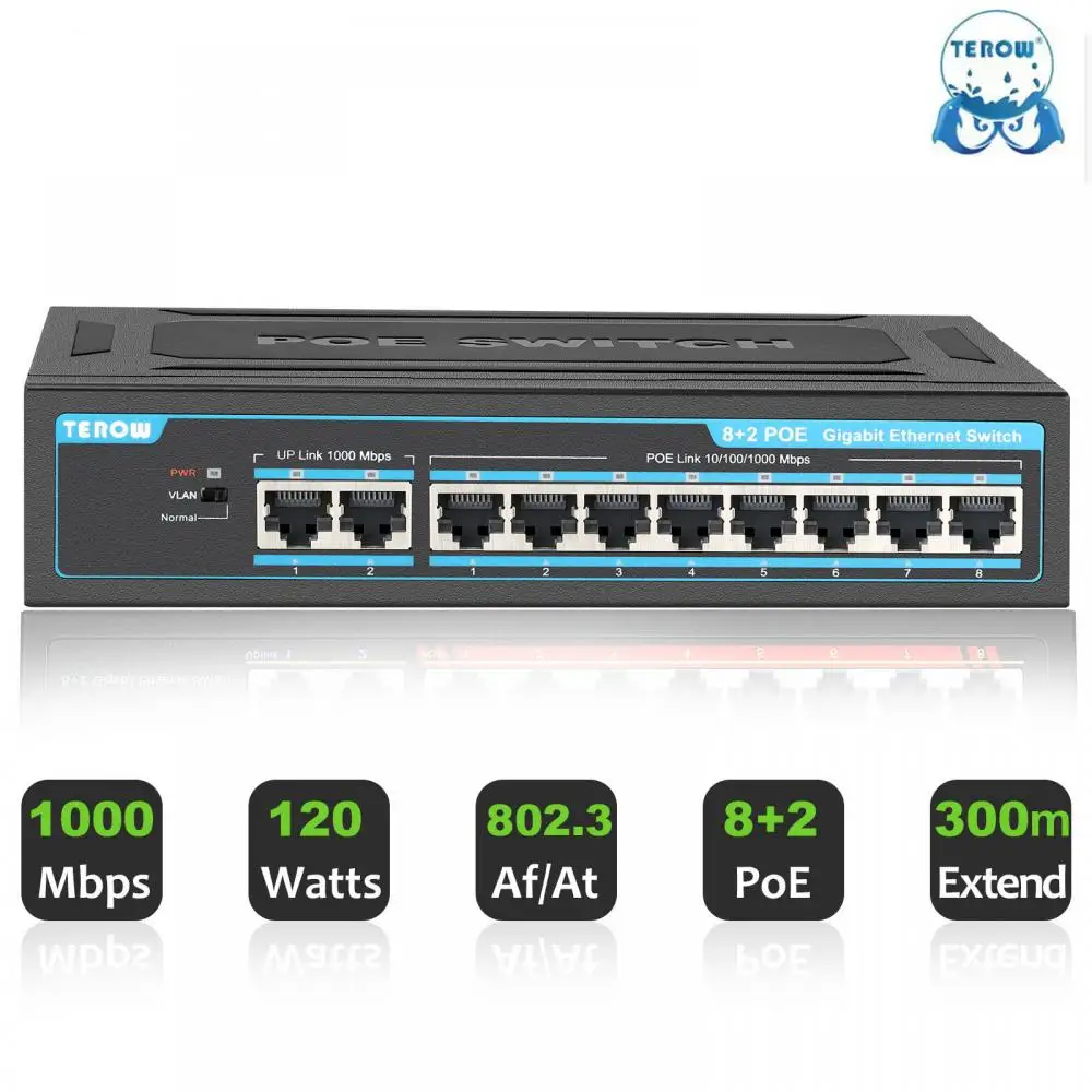 Scde82a8531ba41e196fbe445d69f1bfdK.webp TEROW 10Port Gigabit PoE Switch