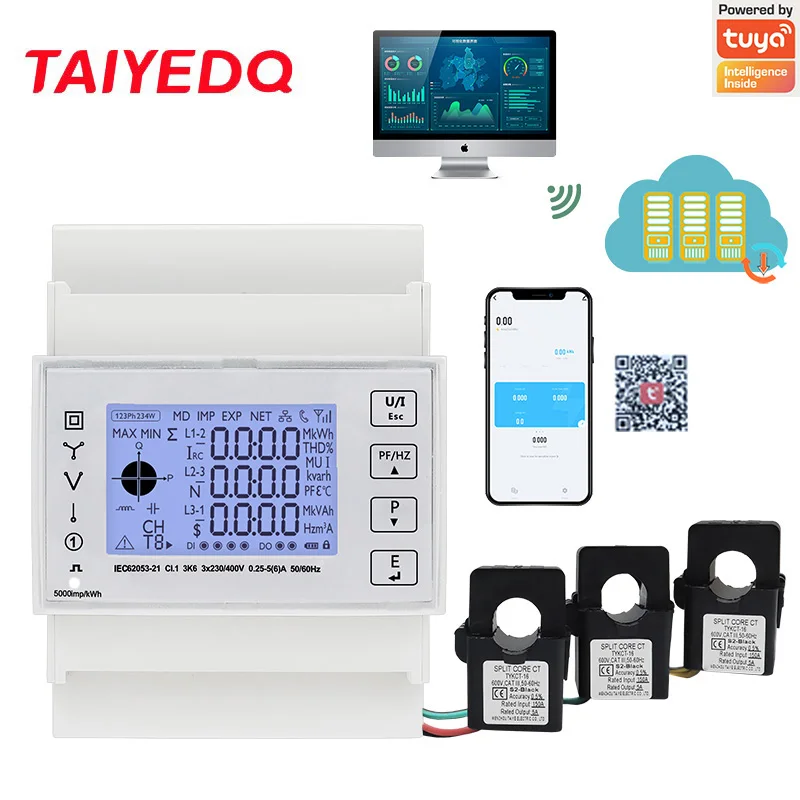 Medidor Tuya TAC4321CT WiFi trifásico Medidor Tuya TAC4321CT WiFi trifásico
