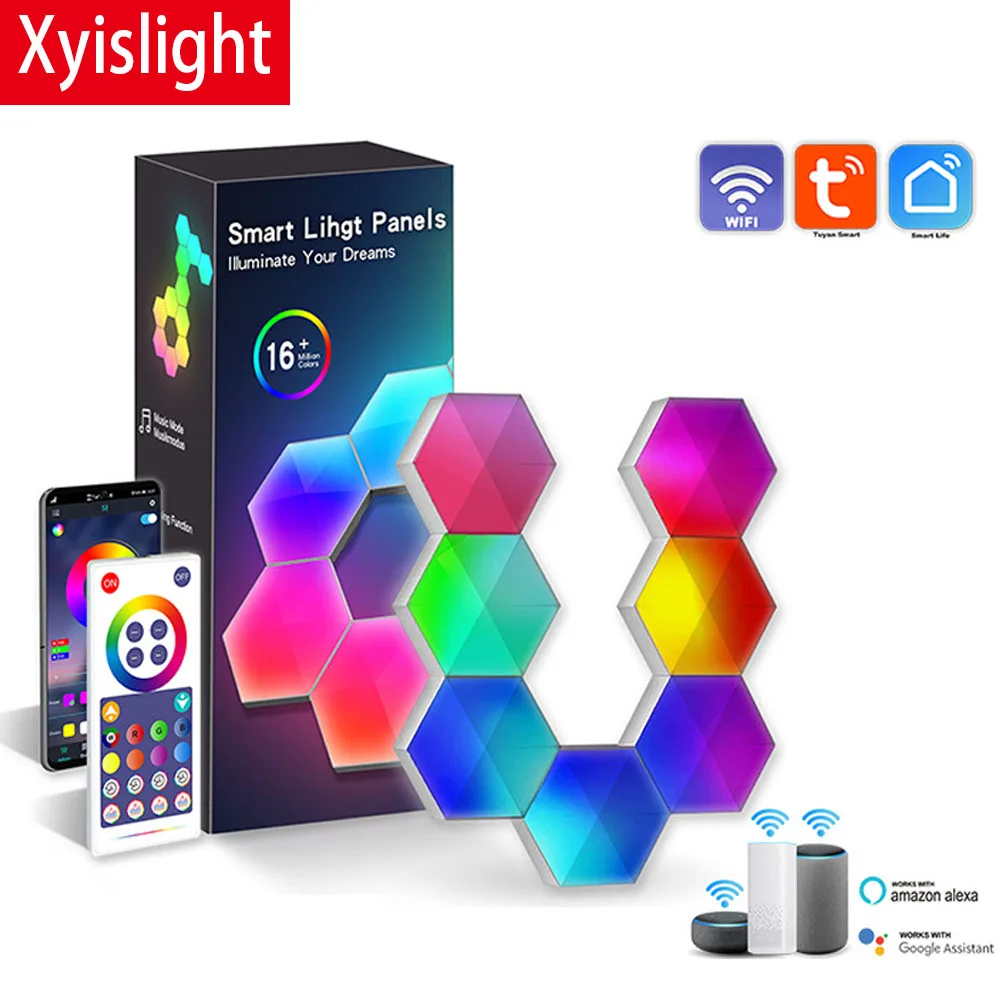 S54930ebfb1184f0986d306dd53405de47.webp Tuya Hexagonal LED Alexa Lámpara