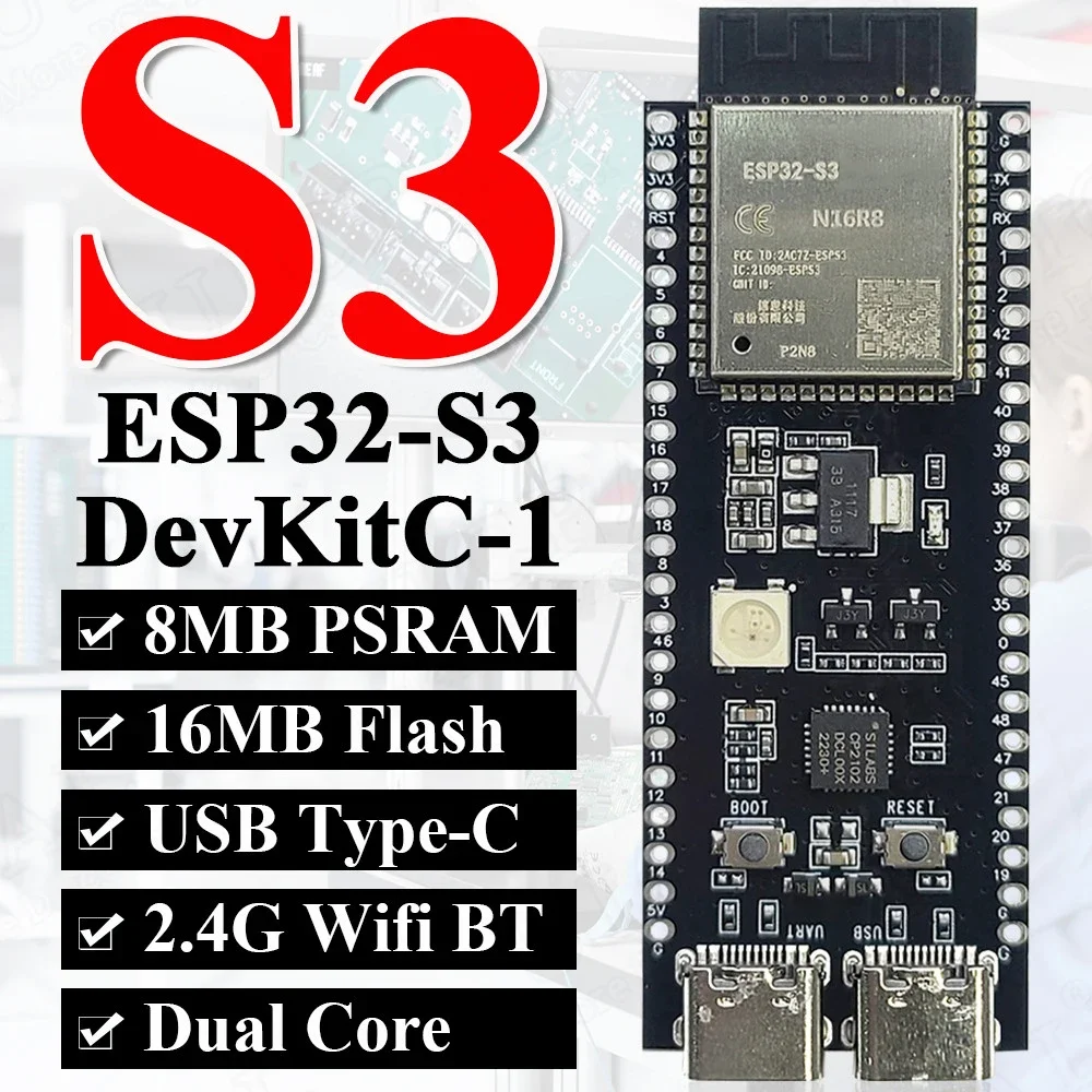S416e2da5c2fc497ba983b76f830caae9U.webp ESP32S3 DevKitC1 WiFi ESP32-S3-DevKitC-1 Placa