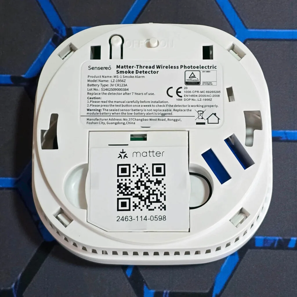 Sensereo MS-1 Matter-over-Thread Smoke Alarm Review by SmartHomeScene: Bottom View