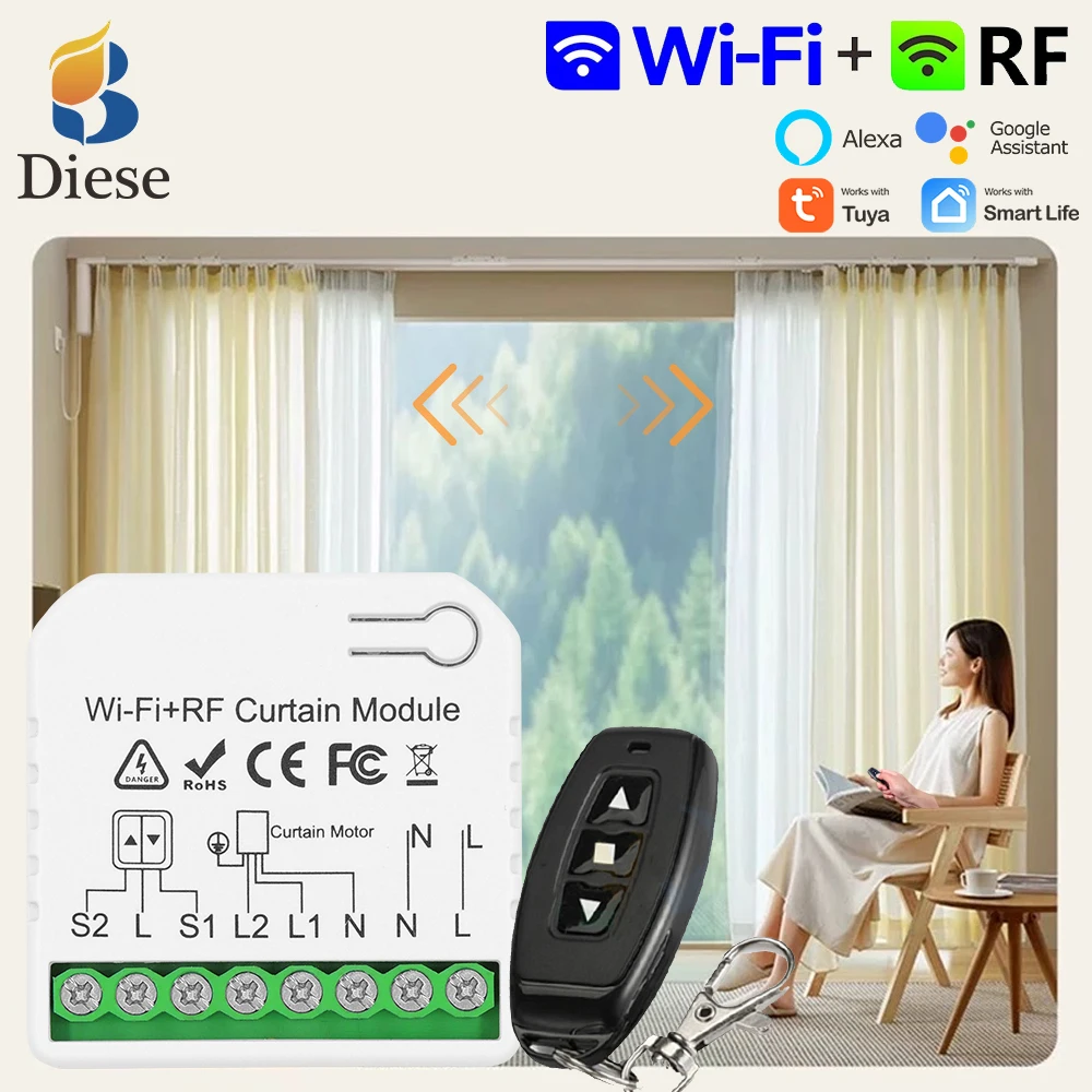 Tuya WiFi RF433Mhz Cortina Controlador Tuya WiFi RF433Mhz Cortina Controlador