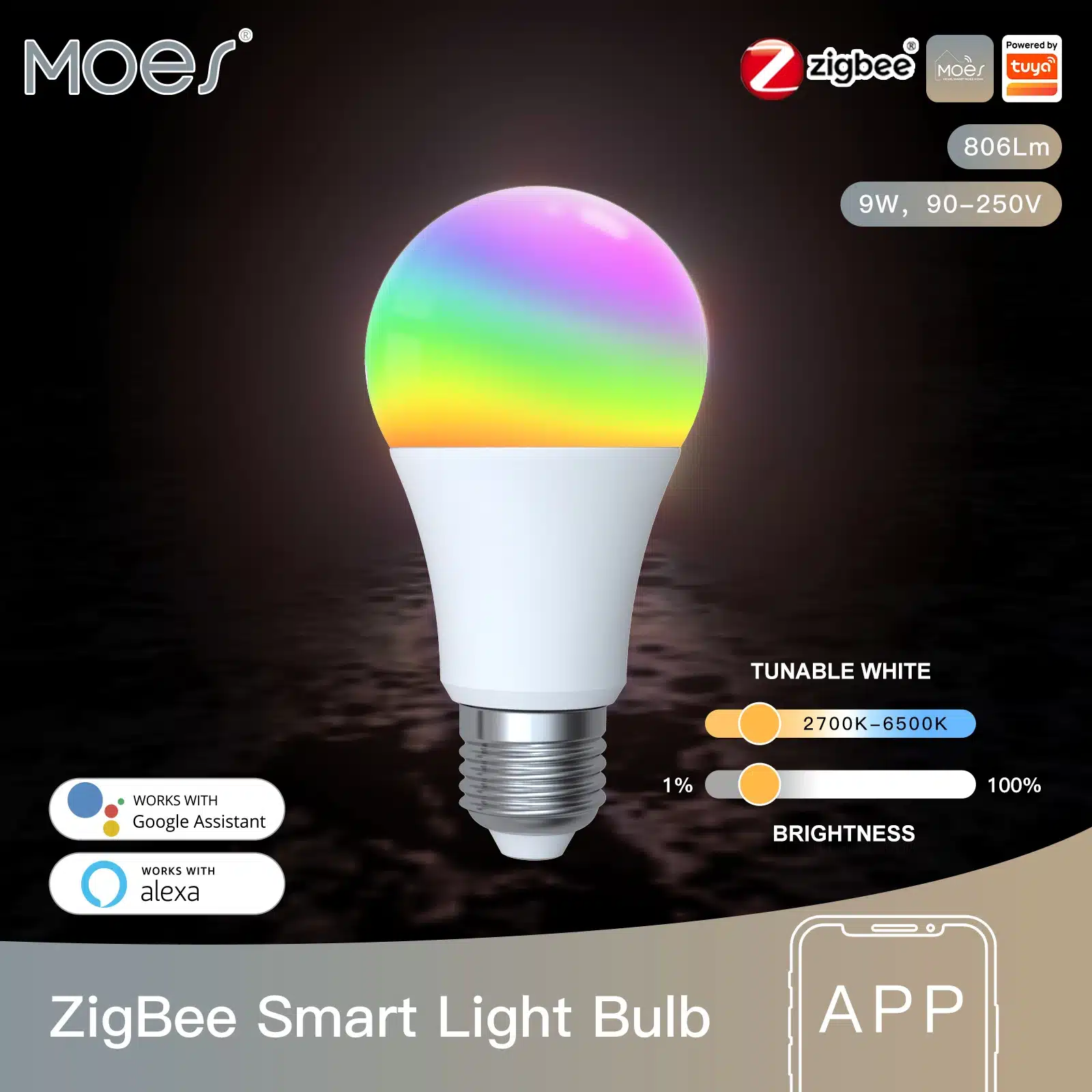 S3307b3a50dfd4eeba0d027b6f11b3536W.webp MOES ZigBee RGB E27 Alexa