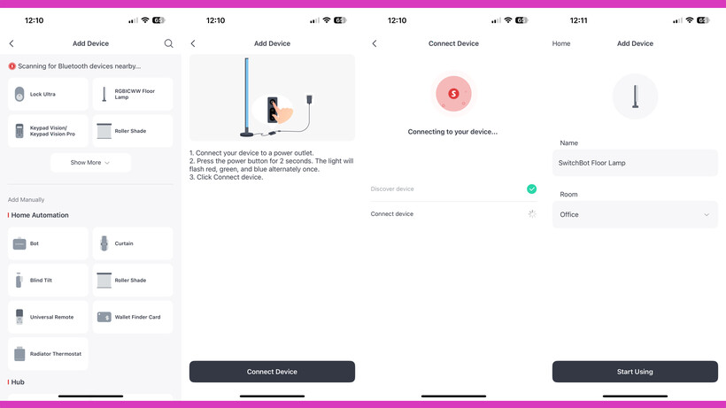 Revisión Lámpara Piso RGBICWW 11 Conexión de la Lámpara de Piso SwitchBot RGBICWW en la app