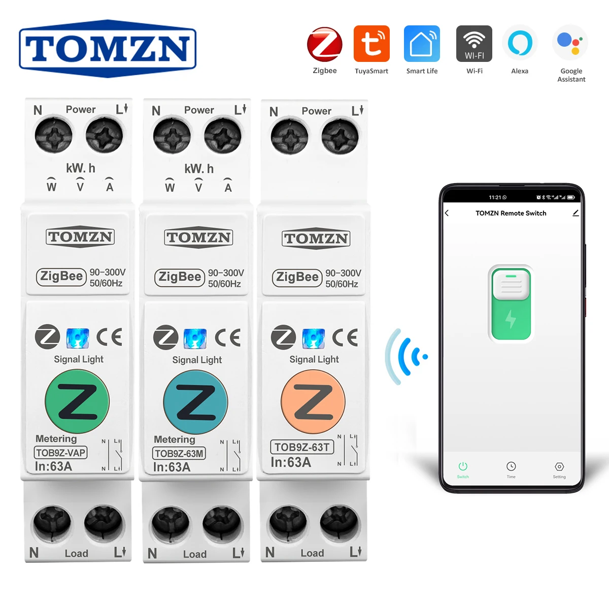 TOMZN 63A WiFi Medidor Energía TOMZN 63A WiFi Medidor Energía