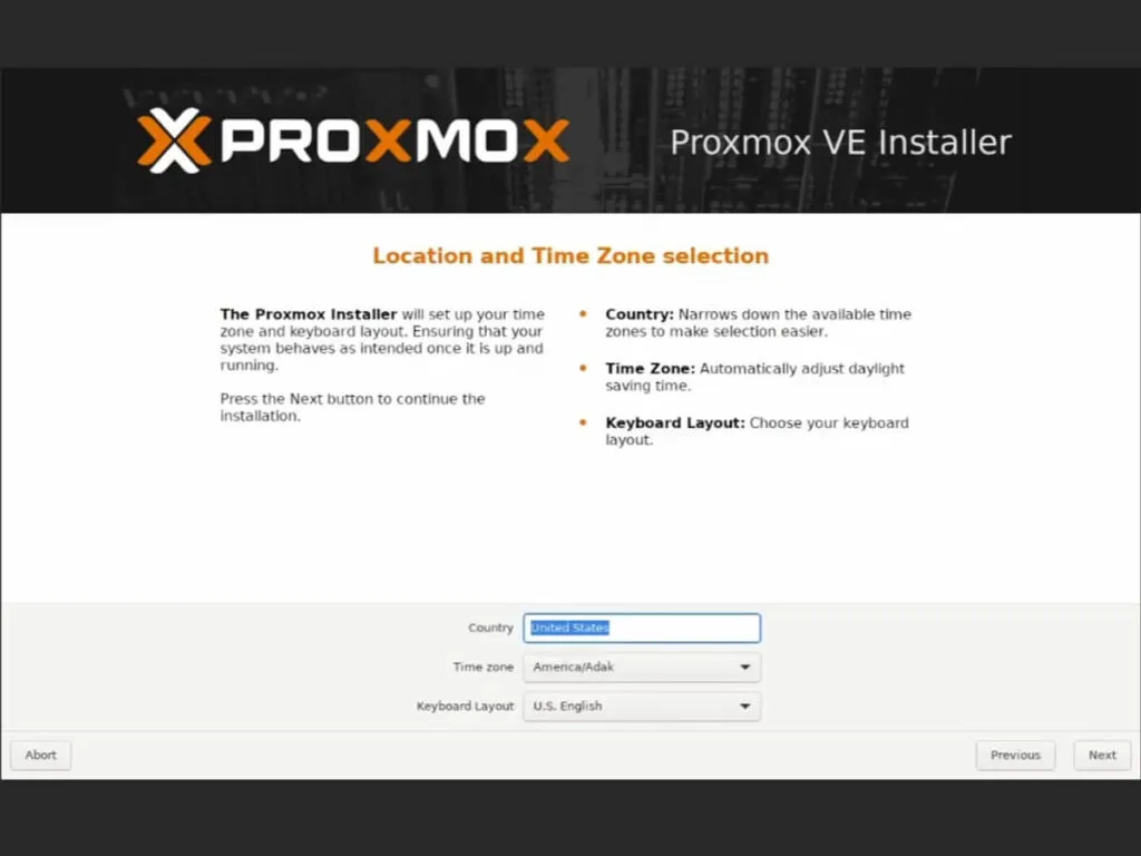 Guía Proxmox 9 Home Assistant 7 Instalando Proxmox y Seleccionando País y Zona Horaria