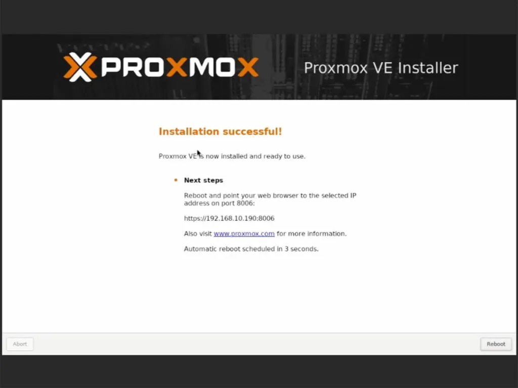Guía Proxmox 9 Home Assistant 9 Instalación de Proxmox Finalizada con Éxito