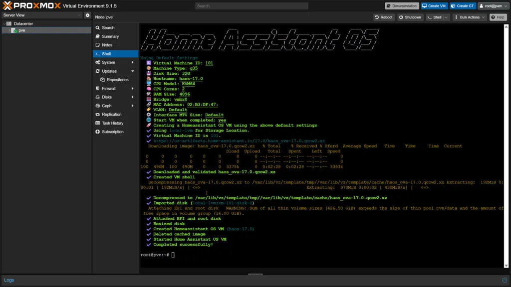 Guía Proxmox 9 Home Assistant 14 Instalando Home Assistant OS en Proxmox 9 con Script de la Comunidad FINALIZADO