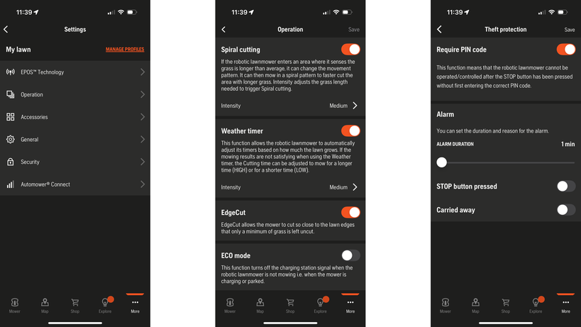 Review Husqvarna Automower 305E 17 Husqvarna AutoMower 305E Nera app advanced settings
