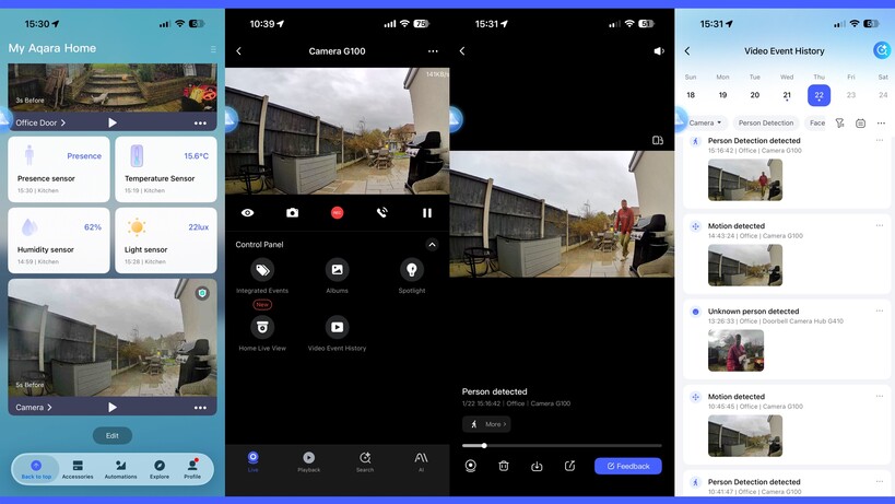 Reseña Cámara Aqara G100 9 Transmisión en vivo de la app de la Aqara Camera G100