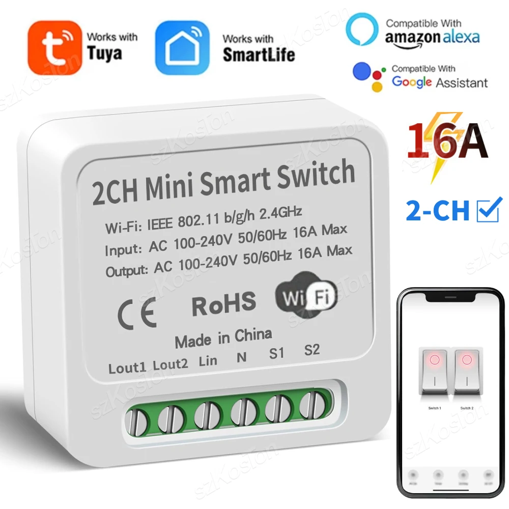Sfcabfe3505724a14bf16d552241fdd19P.webp Módulo Tuya Smart Switch 16A