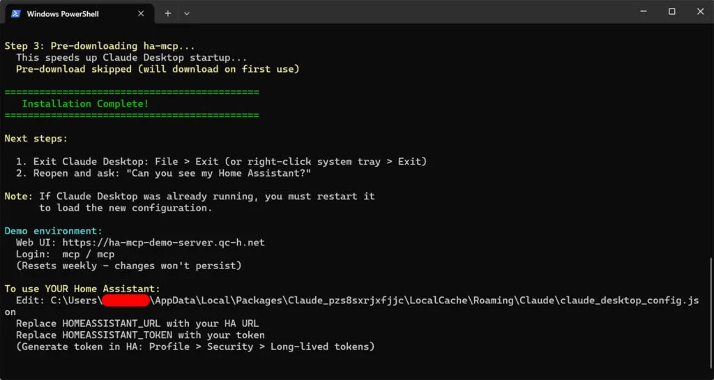 Home Assistant: Guía Completa 11 Home Assistant MCP Server Installing via Windows Powershell