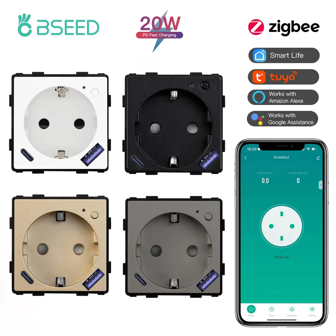 BSEED Zigbee Enchufe Inteligente BSEED Zigbee Enchufe Inteligente