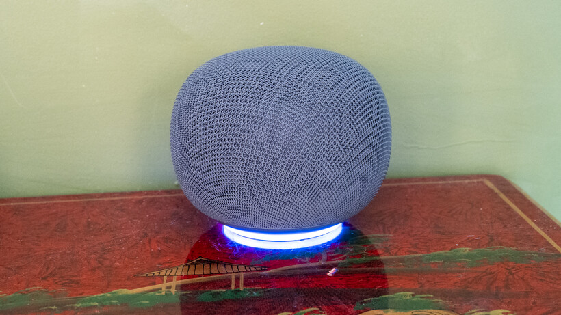 Google Home Speaker Blue light showing Gemini is responding