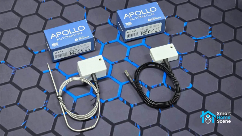 Aprendiendo ESPHome con Kit 13 Sensores de Temperatura Apollo TEMP-1 con sondas sobre mesa SmartHomeScene Imagen Destacada