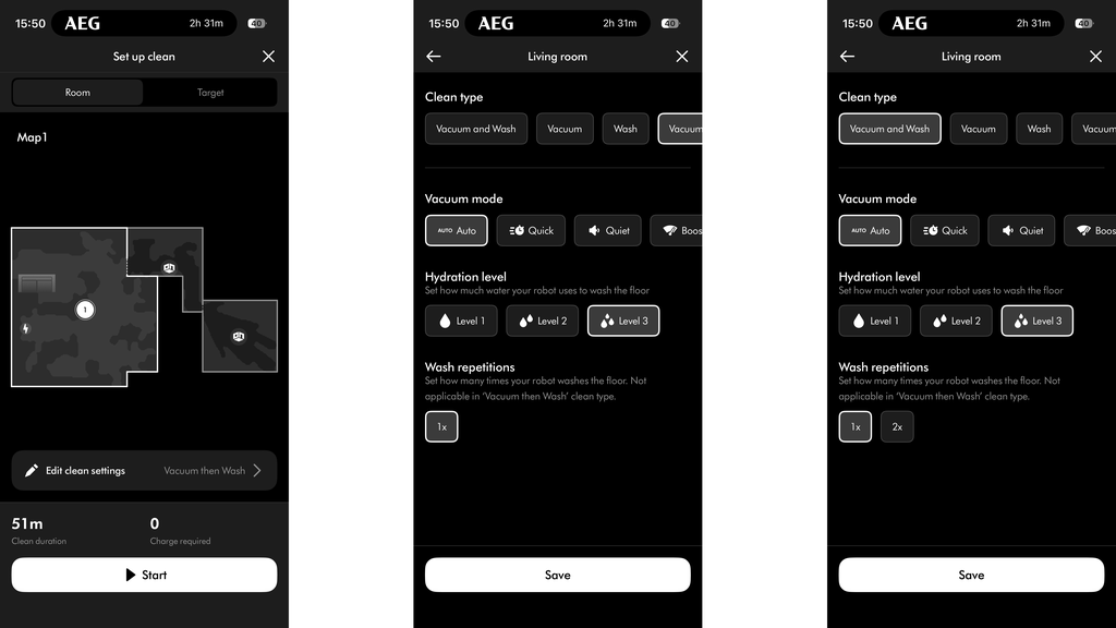 Dyson Spot+Scrub Ai: Opinión 17 Controles de limpieza en la app del Dyson Spot+Scrub Ai