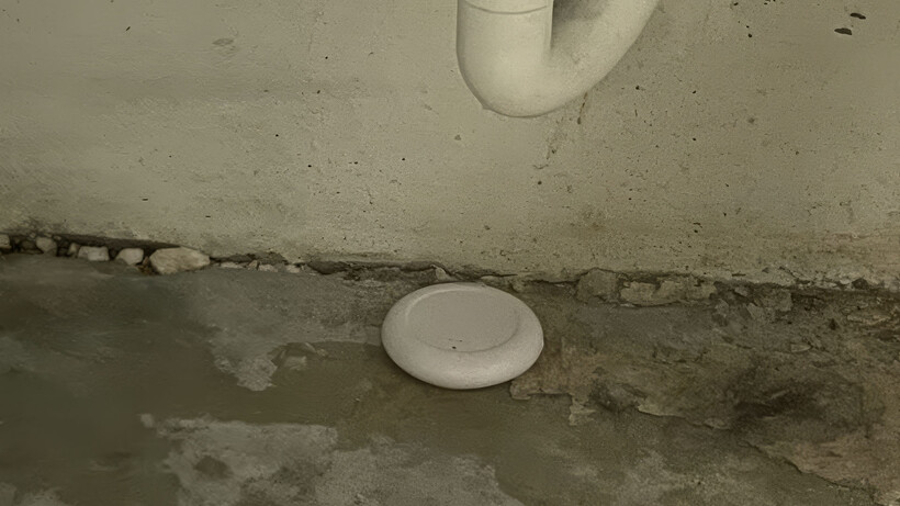 Alarma Fugas Agua Ultra-delgada 3 Alarma Fugas Agua X-Sense SWS0A instalada bajo un electrodoméstico